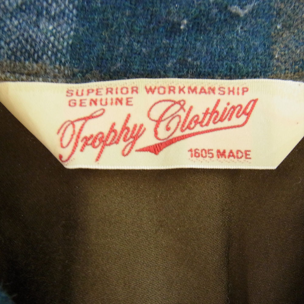 トロフィークロージング 長袖 ウール チェック オープンカラー シャツ  マルチカラー系 S【中古】