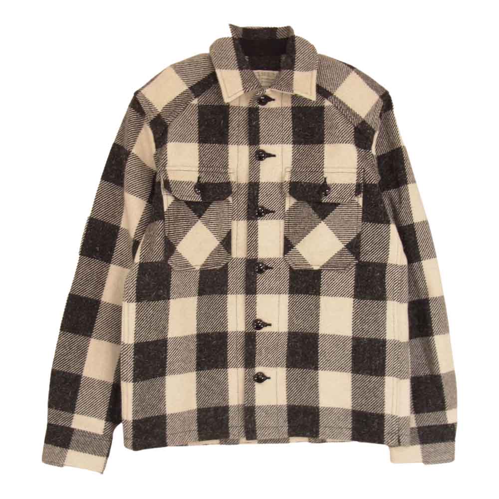 トロフィークロージング 長袖 ウール チェック シャツ ジャケット ブラック系 オフホワイト系 14【中古】