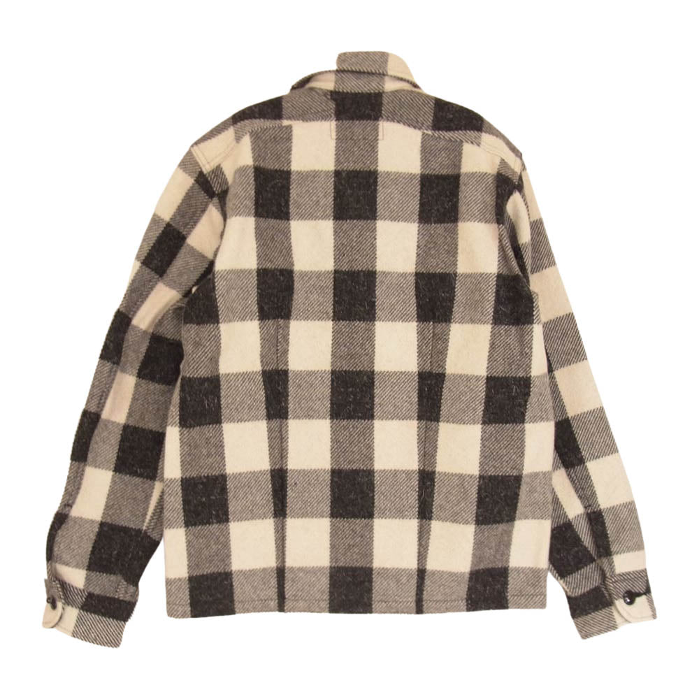 トロフィークロージング 長袖 ウール チェック シャツ ジャケット ブラック系 オフホワイト系 14【中古】