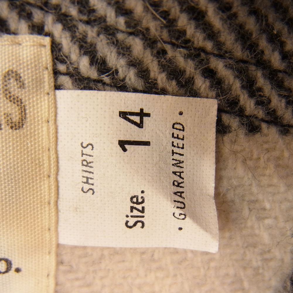 トロフィークロージング 長袖 ウール チェック シャツ ジャケット ブラック系 オフホワイト系 14【中古】