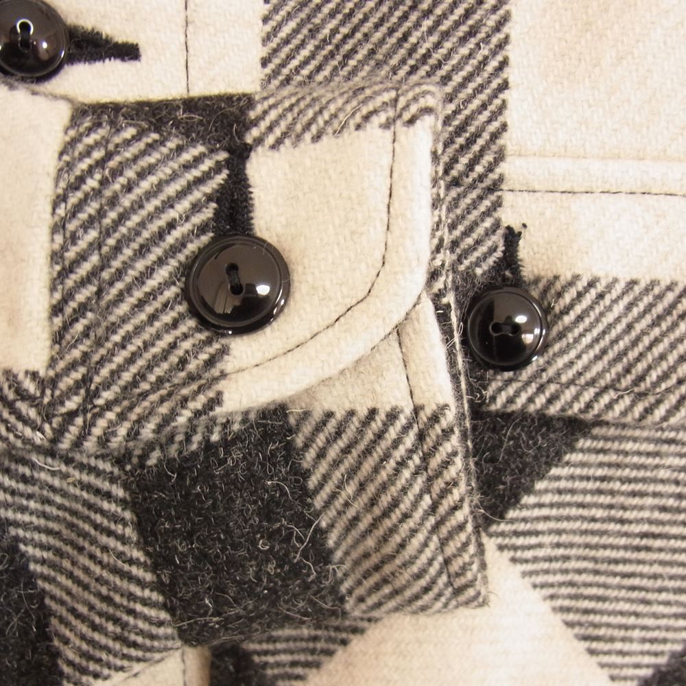 トロフィークロージング 長袖 ウール チェック シャツ ジャケット ブラック系 オフホワイト系 14【中古】