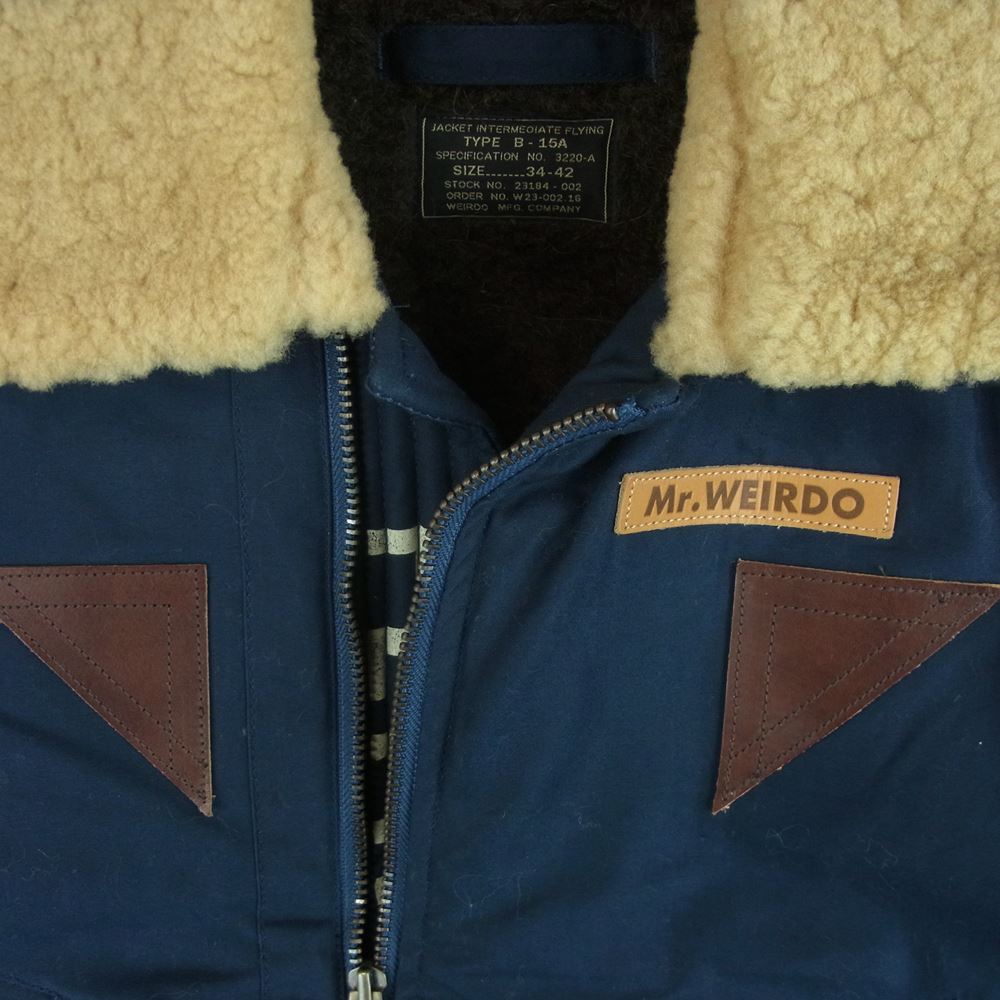 WEIRDO ウィアード 16AW WRD-16-AW-02 B-15A TYPE FLIGHT JACKET フライト ジャケット ダークネイビー系 S 34 - 42【中古】