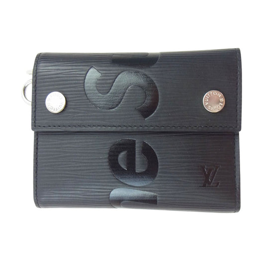 Supreme シュプリーム × LOUIS VUITTON ルイヴィトン チェーン コンパクト ウォレット ブラック系【中古】