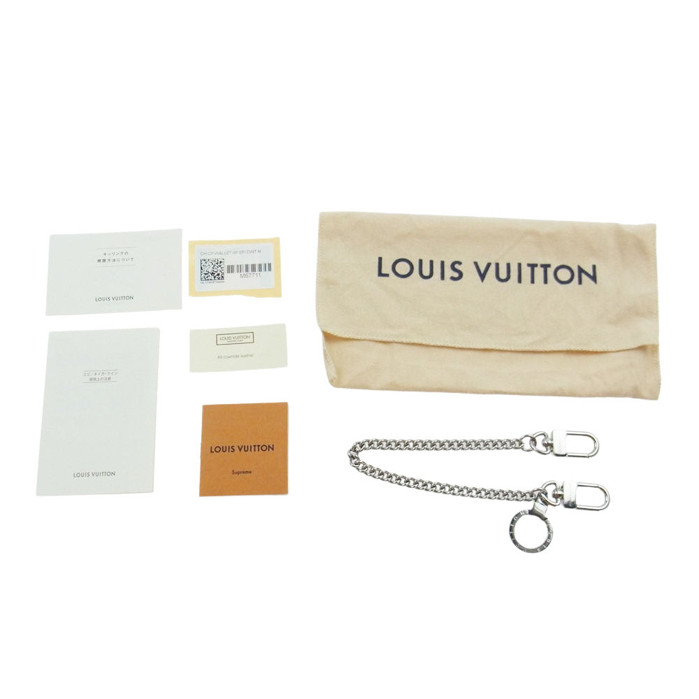 Supreme シュプリーム × LOUIS VUITTON ルイヴィトン チェーン コンパクト ウォレット ブラック系【中古】