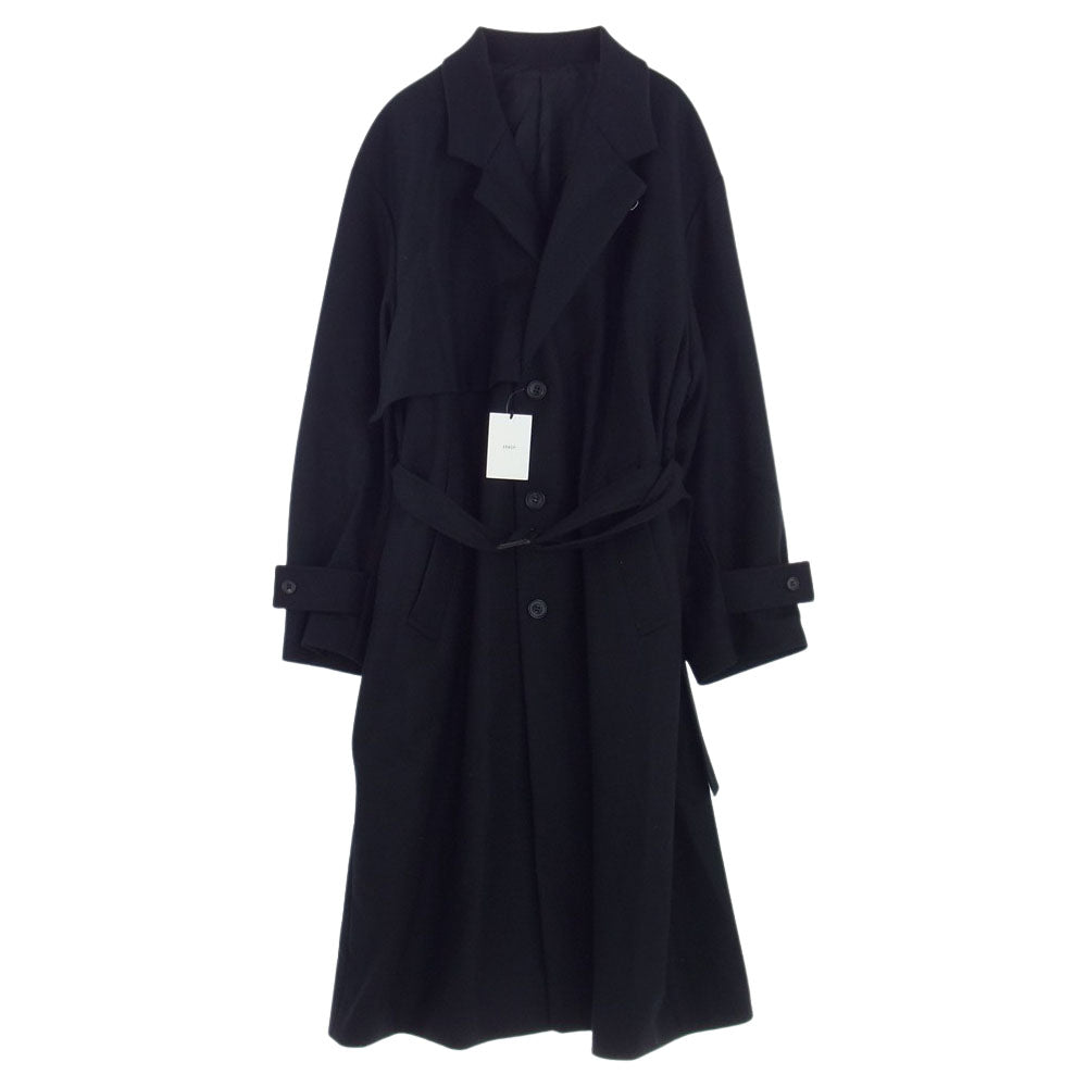 シュタイン ST406 OVERSIZED LAYERED SINGLE COAT ウール オーバーサイズ ベルト コート ブラック系 M【中古】