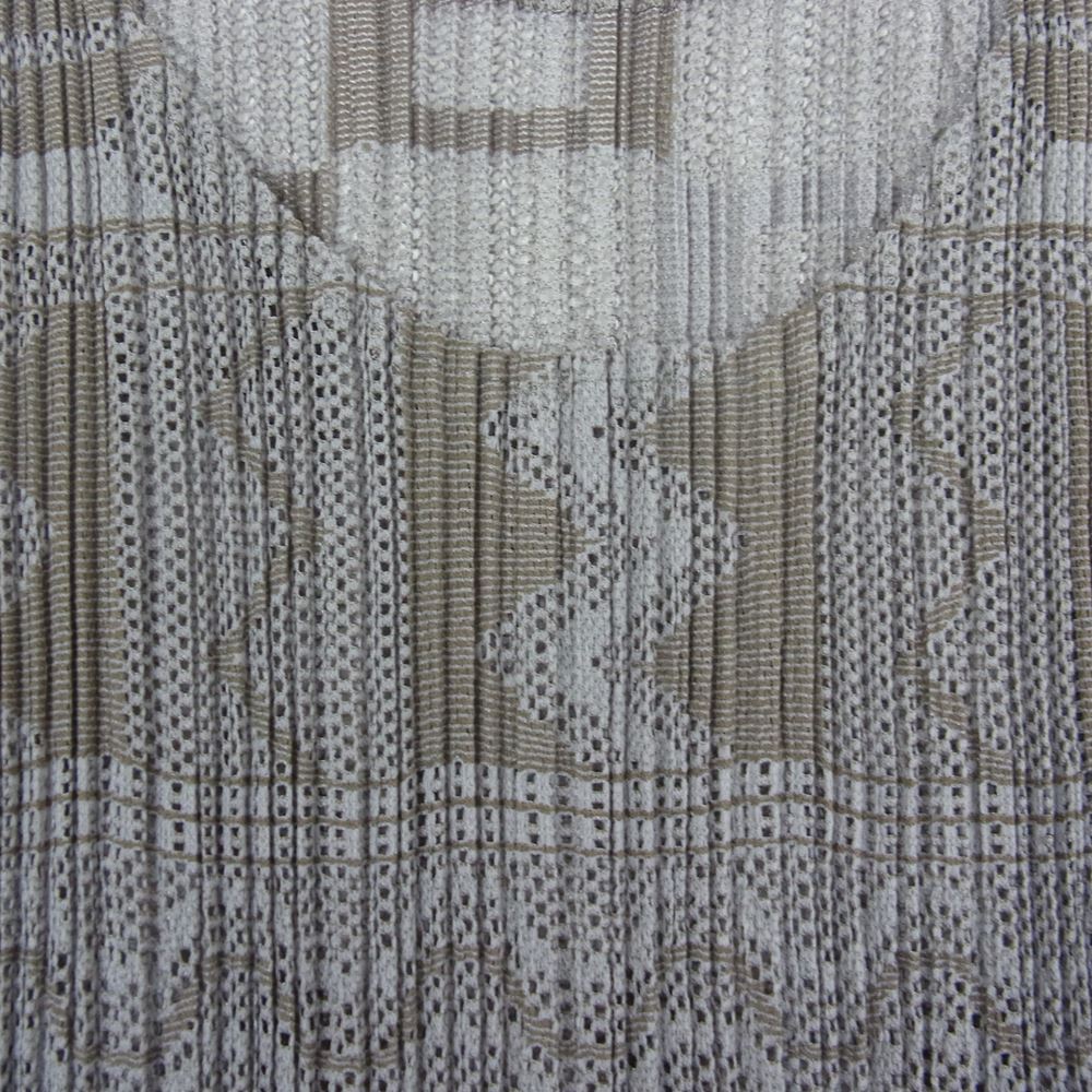 PLEATS PLEASE プリーツプリーズ イッセイミヤケ PP61-JK672 プリーツ加工 メッシュ カットソー 半袖 グレー系 4【美品】【中古】