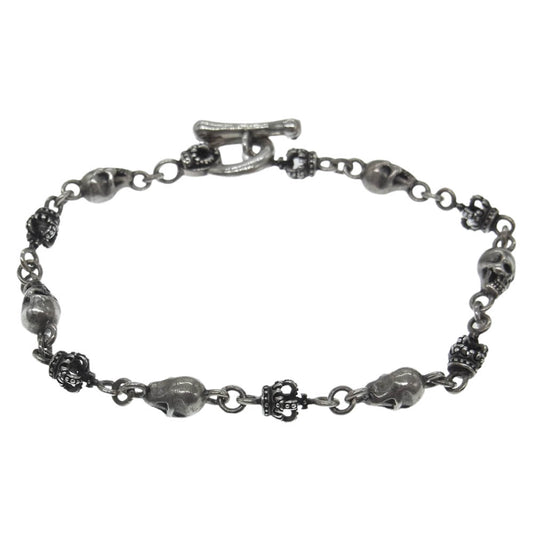 Justin Davis ジャスティンデイビス SBJ126 購入時ギャランティ付属 SKULL DIVINE スカル クラウン ブレスレット シルバー系【中古】