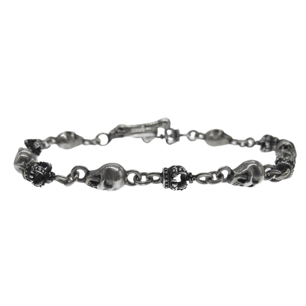 Justin Davis ジャスティンデイビス SBJ126 購入時ギャランティ付属 SKULL DIVINE スカル クラウン ブレスレット シルバー系【中古】