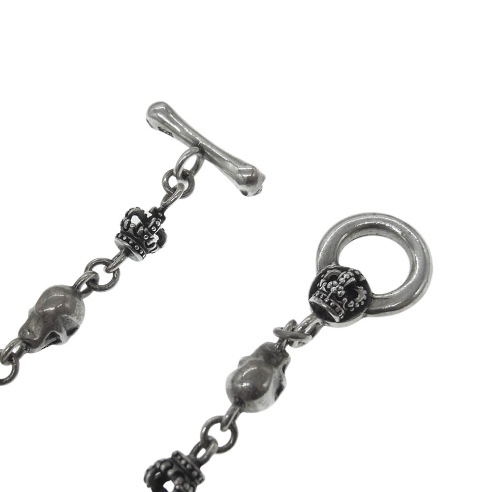 Justin Davis ジャスティンデイビス SBJ126 購入時ギャランティ付属 SKULL DIVINE スカル クラウン ブレスレット シルバー系【中古】