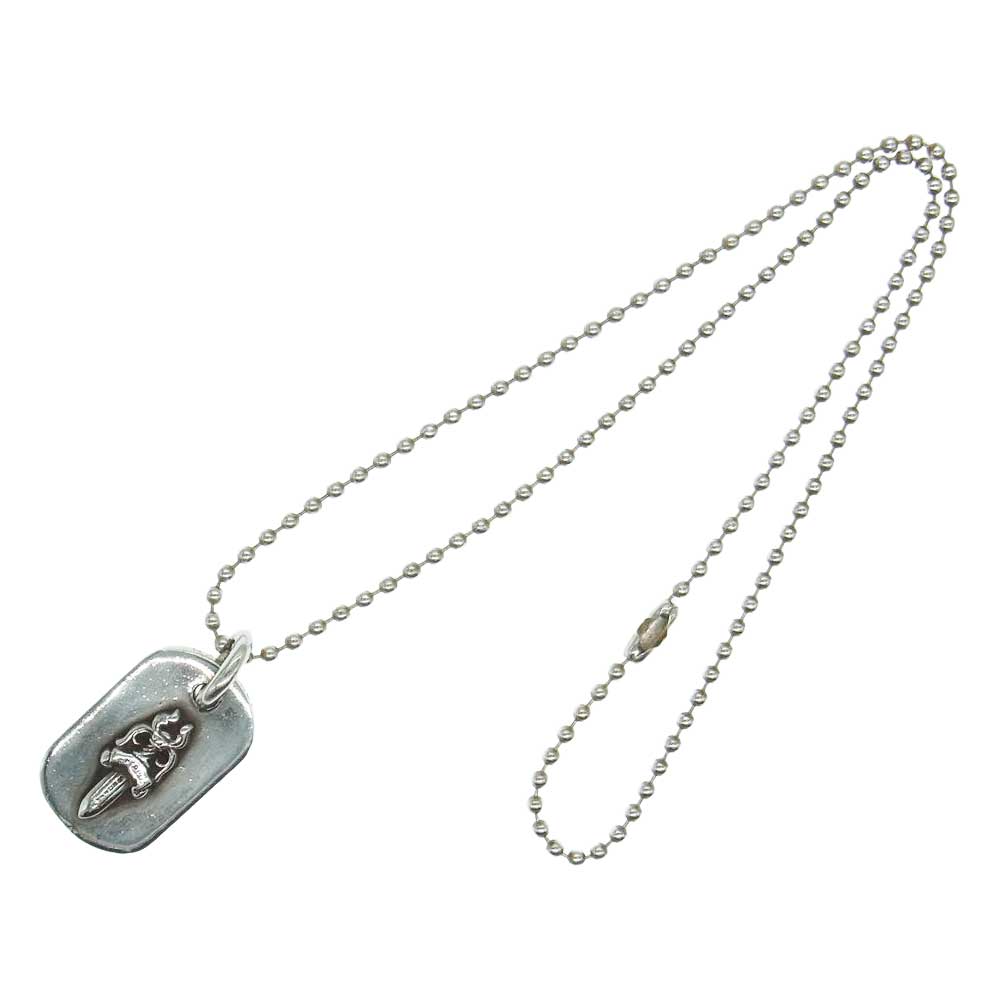 CHROME HEARTS クロムハーツ（原本無） Dogtag SML Raised ドッグタグ スモール レイズド ダガー ペンダントトップ ネックレス シルバー系【中古】