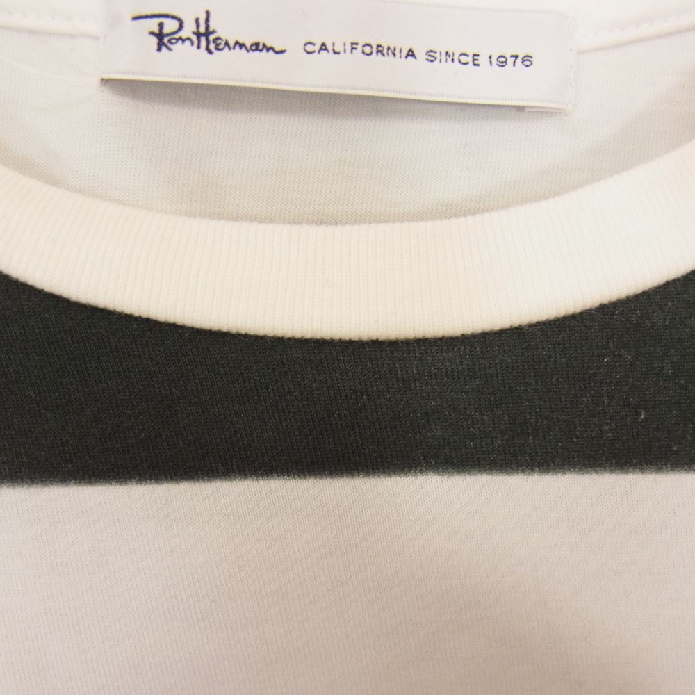 Ron Herman ロンハーマン クルーネック ボーダー 半袖 TEE Tシャツ ダークグレー系 ホワイト系 M【中古】