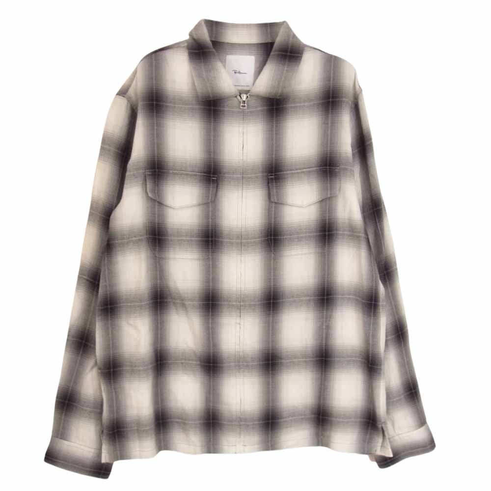 Ron Herman ロンハーマン テンセル混 オンブレ チェック ジップ 長袖 シャツ ブラック系 S【中古】