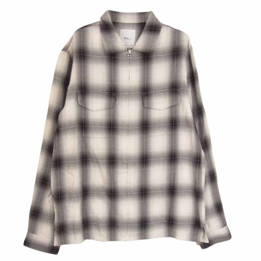 Ron Herman ロンハーマン テンセル混 オンブレ チェック ジップ 長袖 シャツ ブラック系 S【中古】