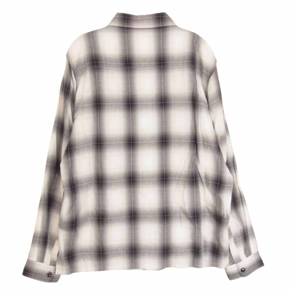 Ron Herman ロンハーマン テンセル混 オンブレ チェック ジップ 長袖 シャツ ブラック系 S【中古】