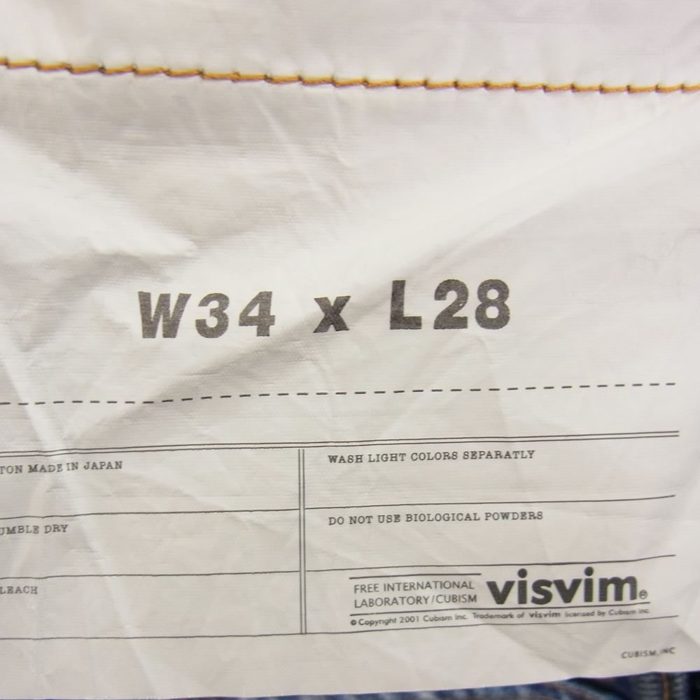 VISVIM ビズビム 0116105005024 SOCIAL SCLPTR 10 DMGD-12 13OZ 藍染め ディアパッチ オリジナル デニム インディゴブルー系 34【美品】【中古】