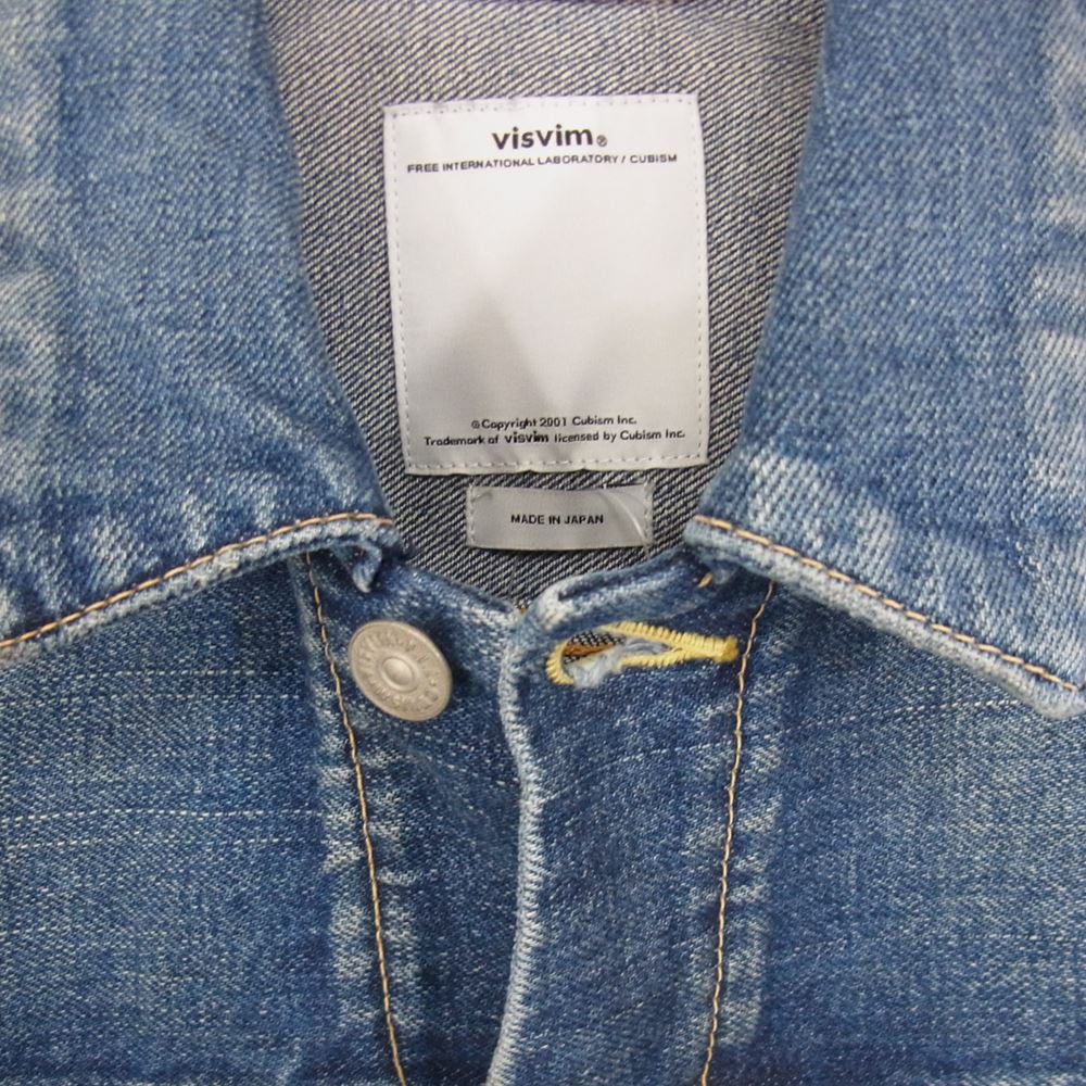 VISVIM ビズビム 0114205006001 SS 101 JKT DAMEGED 13oz 藍染め ディアパッチ デニム ジャケット  インディゴブルー系 1【美品】【中古】