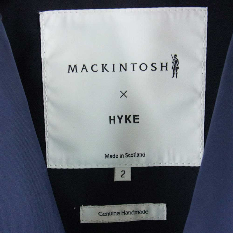 Mackintosh マッキントッシュ × HYKE ハイク MXH-014G 英国製 ハイク ゴム引き ロング コート ネイビー系 2【美品】【中古】