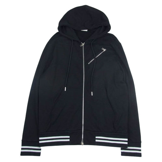 MONCLER モンクレール 22AW  H20918G00048 809KR ZIP UP CARDIGAN ジップアップカーディガン ロゴワッペン パーカー ブラック系 XL【中古】
