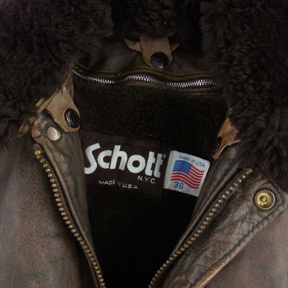 schott ショット G-1 TYPE レザー フライト ジャケット ブラウン系 36【中古】