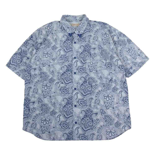 TENDERLOIN テンダーロイン B.D SHT S/S PRINT ペイズリー柄 ボタン ダウン 半袖 シャツ  ネイビー系 S【美品】【中古】