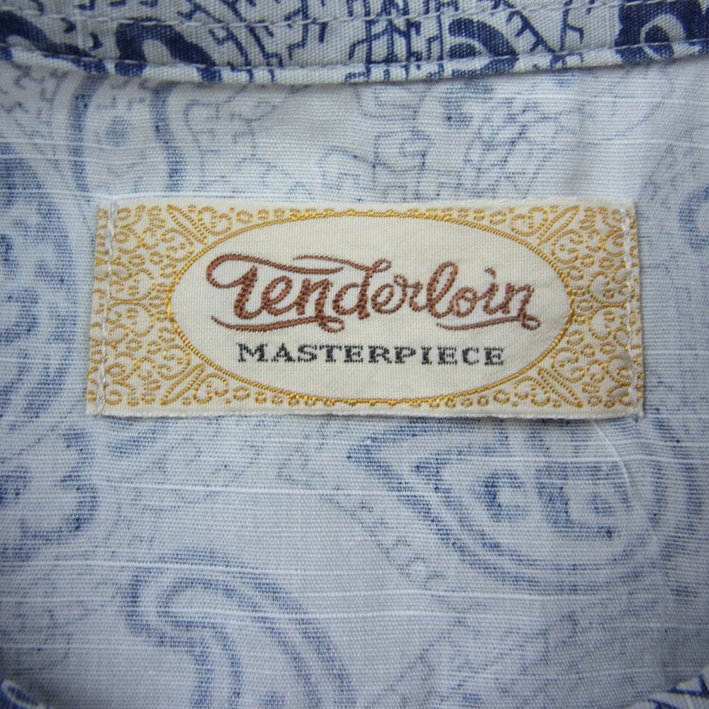 TENDERLOIN テンダーロイン B.D SHT S/S PRINT ペイズリー柄 ボタン ダウン 半袖 シャツ  ネイビー系 S【美品】【中古】