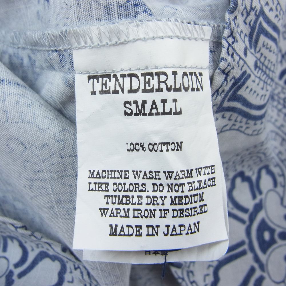 TENDERLOIN テンダーロイン B.D SHT S/S PRINT ペイズリー柄 ボタン ダウン 半袖 シャツ  ネイビー系 S【美品】【中古】