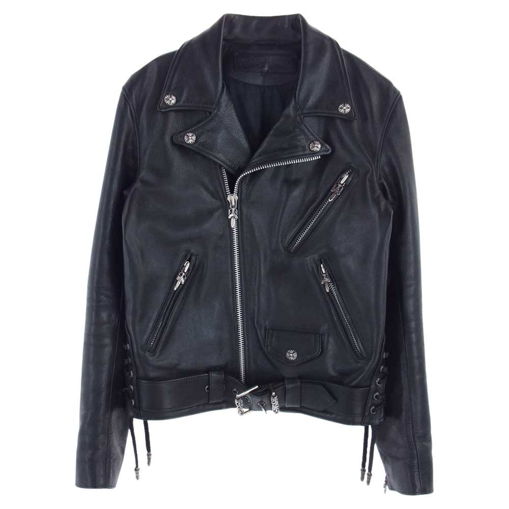 CHROME HEARTS クロムハーツ（原本有） JJ DEAN JJディーン ダブル レザー ライダース ジャケット ブラック系 S【中古】
