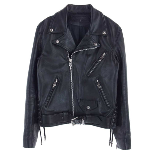 CHROME HEARTS クロムハーツ（原本有） JJ DEAN JJディーン ダブル レザー ライダース ジャケット ブラック系 S【中古】