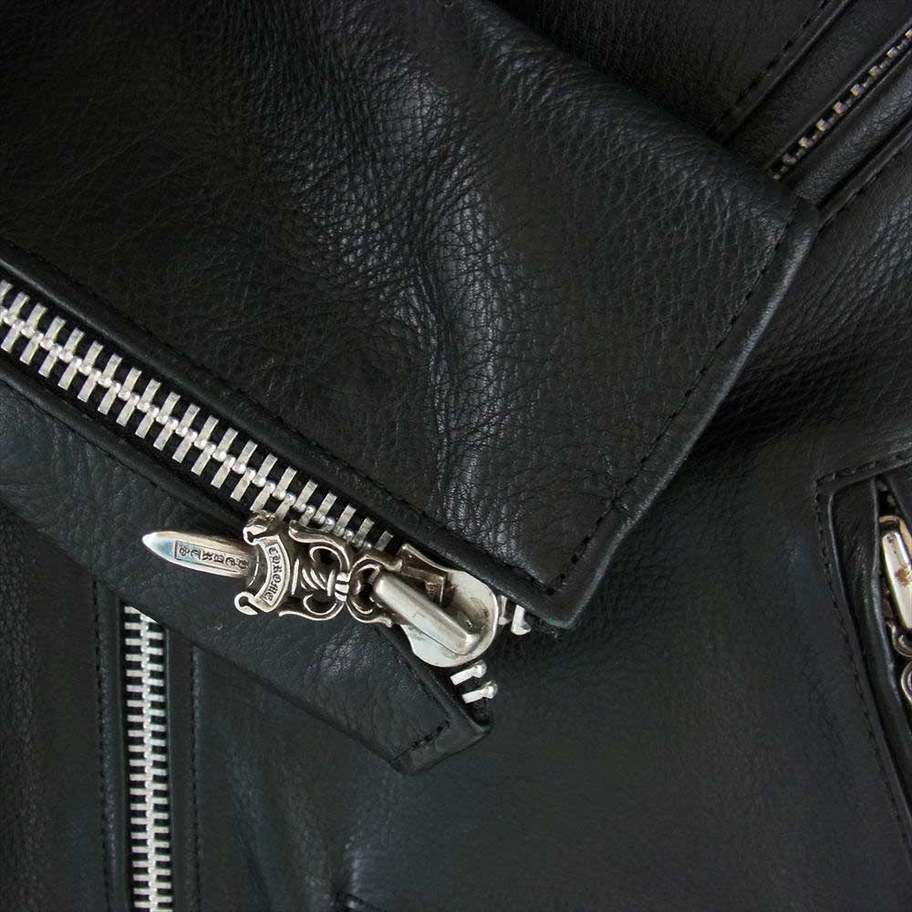 CHROME HEARTS クロムハーツ（原本有） JJ DEAN JJディーン ダブル レザー ライダース ジャケット ブラック系 S【中古】