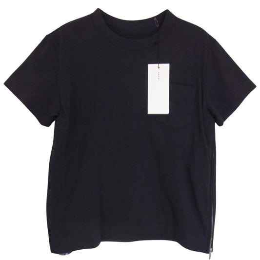 Sacai サカイ SCW-025 サイド プリーツ ジップ 半袖 Tシャツ ネイビー系 1【中古】