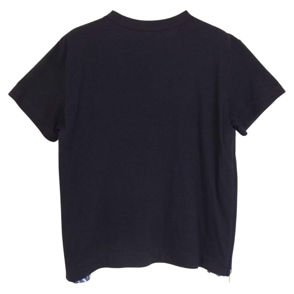 Sacai サカイ SCW-025 サイド プリーツ ジップ 半袖 Tシャツ ネイビー系 1【中古】