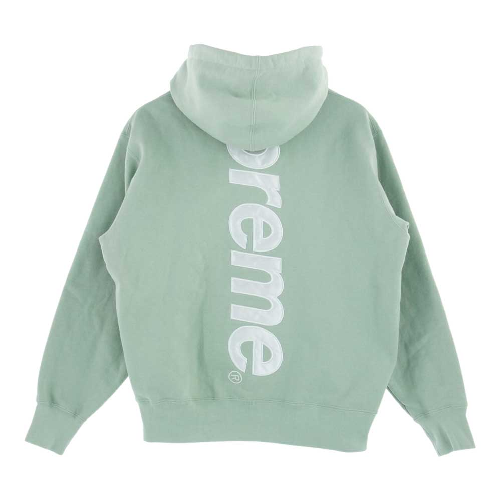 Supreme シュプリーム 22AW Sat in Applique Hooded Sweatshirt サテン アップリケ フーデット スウェット パーカー ライトグリーン系 S【中古】