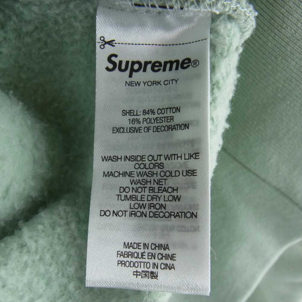 Supreme シュプリーム 22AW Sat in Applique Hooded Sweatshirt サテン アップリケ フーデット スウェット パーカー ライトグリーン系 S【中古】