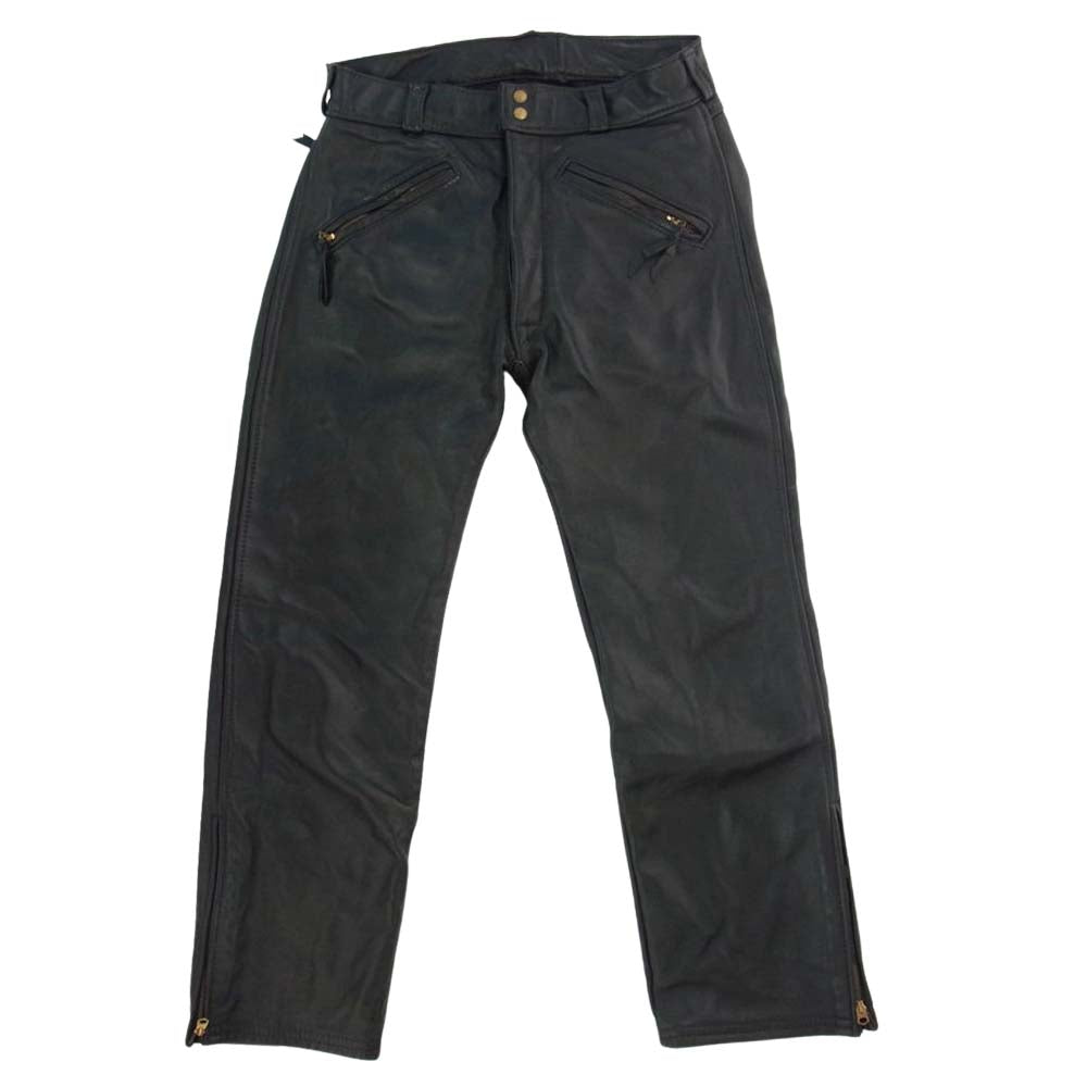 LANGLITZ LEATHERS ラングリッツレザーズ ウェスタン ベース 裾ジップ レザー パンツ  ブラック系【中古】