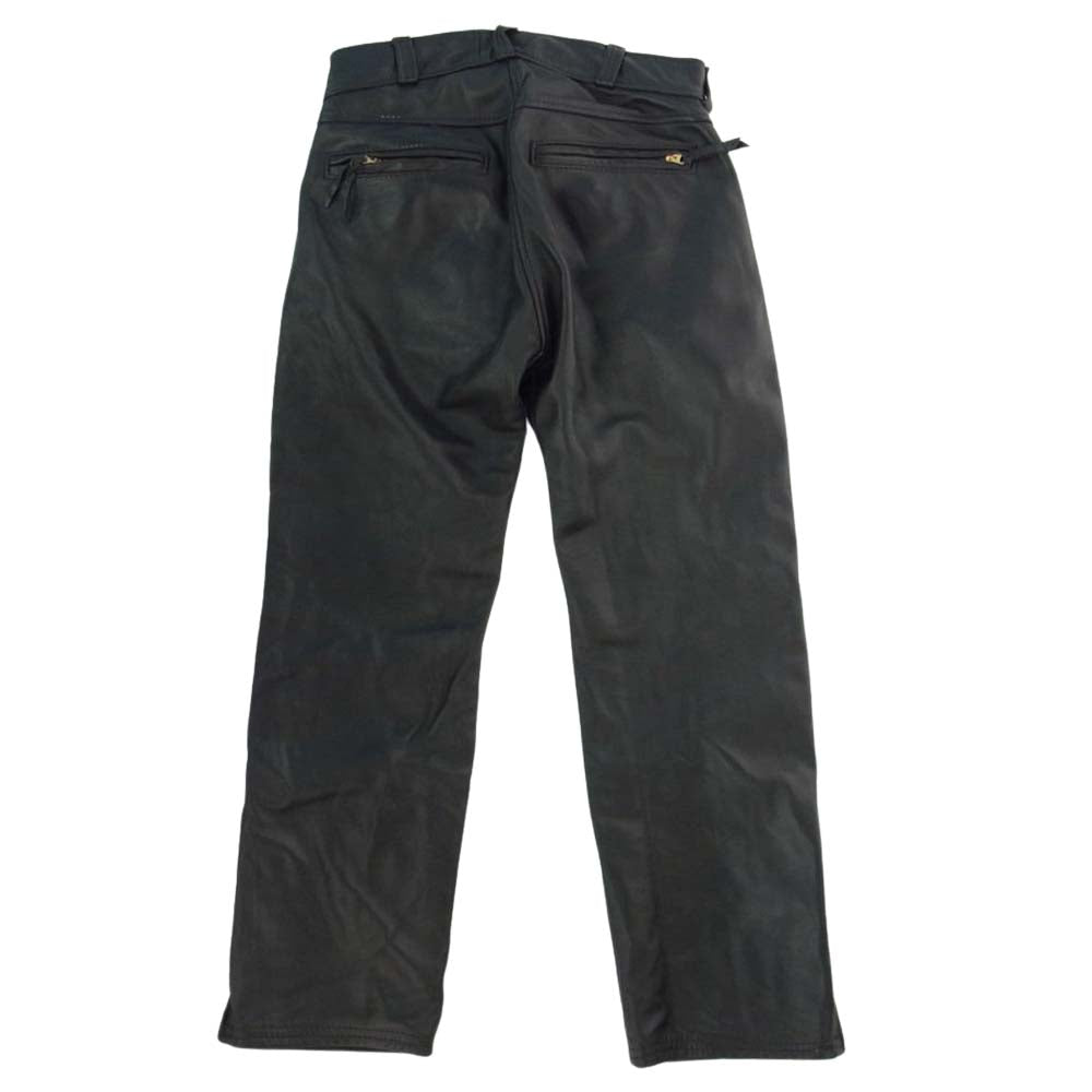 LANGLITZ LEATHERS ラングリッツレザーズ ウェスタン ベース 裾ジップ レザー パンツ  ブラック系【中古】