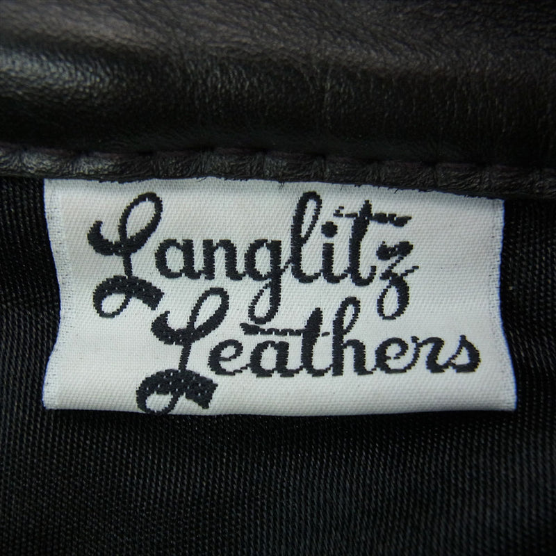 LANGLITZ LEATHERS ラングリッツレザーズ ウェスタン ベース 裾ジップ レザー パンツ  ブラック系【中古】