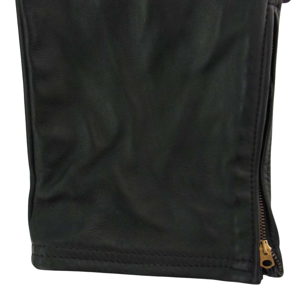 LANGLITZ LEATHERS ラングリッツレザーズ ウェスタン ベース 裾ジップ レザー パンツ  ブラック系【中古】