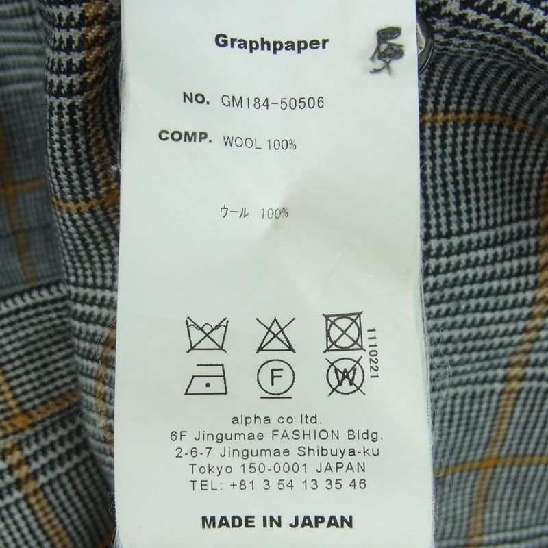 GRAPHPAPER グラフペーパー GM184-50506 GLENCHECK WOOL L/S BOX SHIRT ボックス シャツ 長袖 グレー系 2【中古】