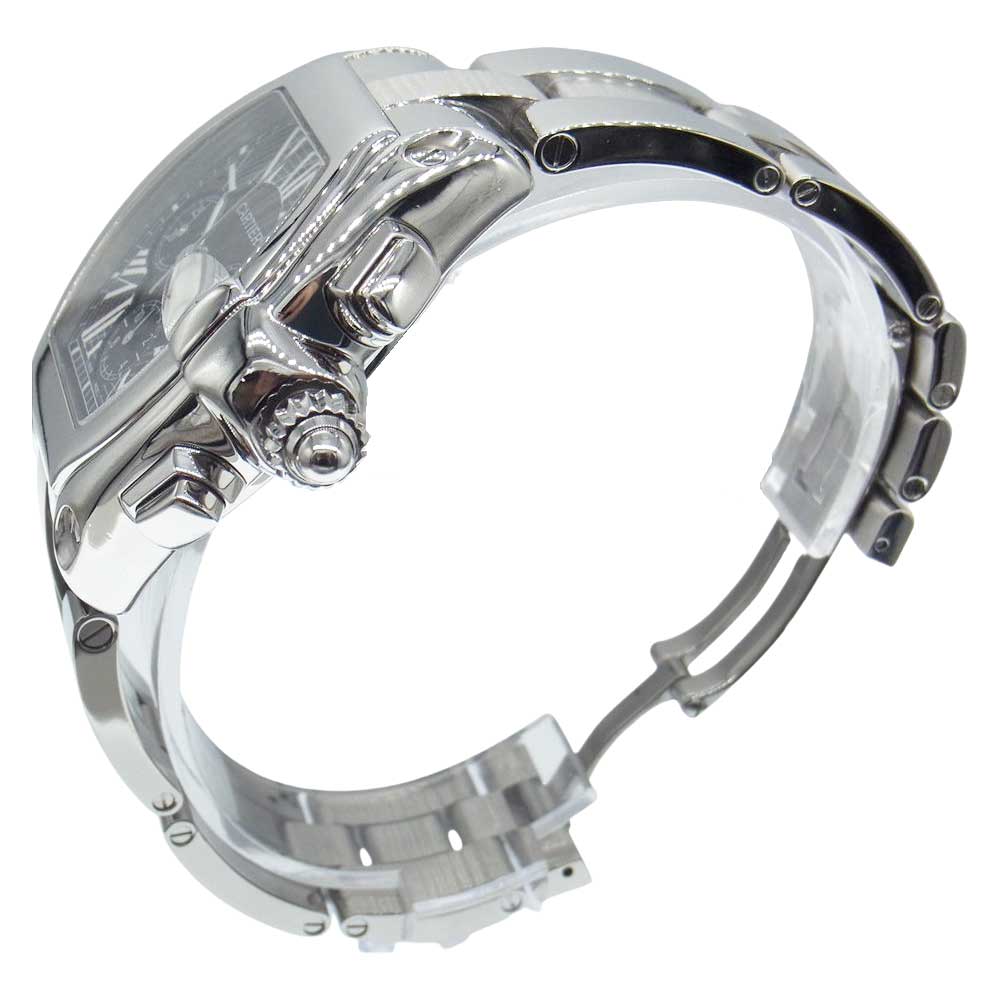 CARTIER カルティエ W62020X6 【新品仕上げ済】ロードスター クロノグラフ SS ステンレス オートマチック 自動巻き ウォッチ 時計 シルバー系【極上美品】【中古】