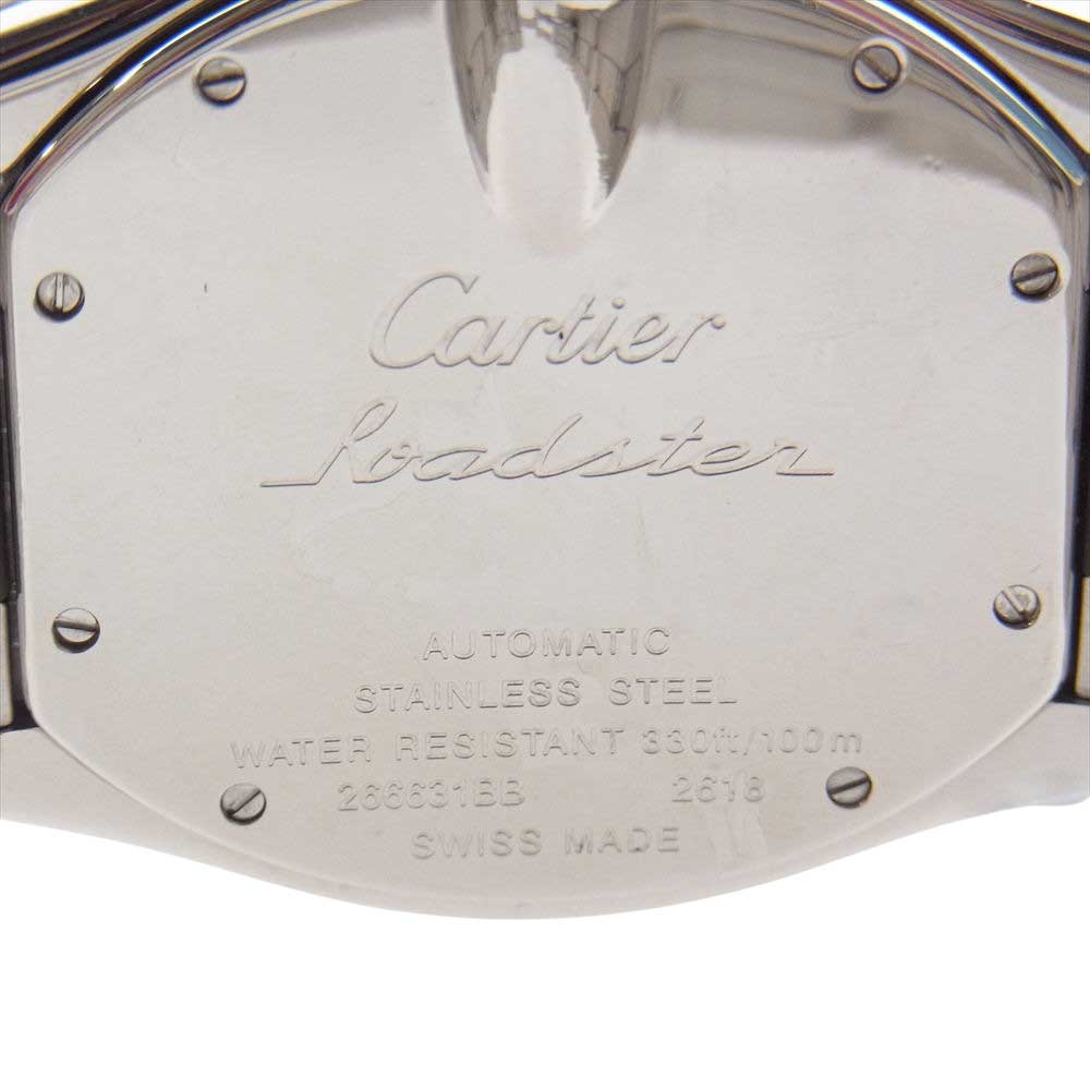 CARTIER カルティエ W62020X6 【新品仕上げ済】ロードスター クロノグラフ SS ステンレス オートマチック 自動巻き ウォッチ 時計 シルバー系【極上美品】【中古】
