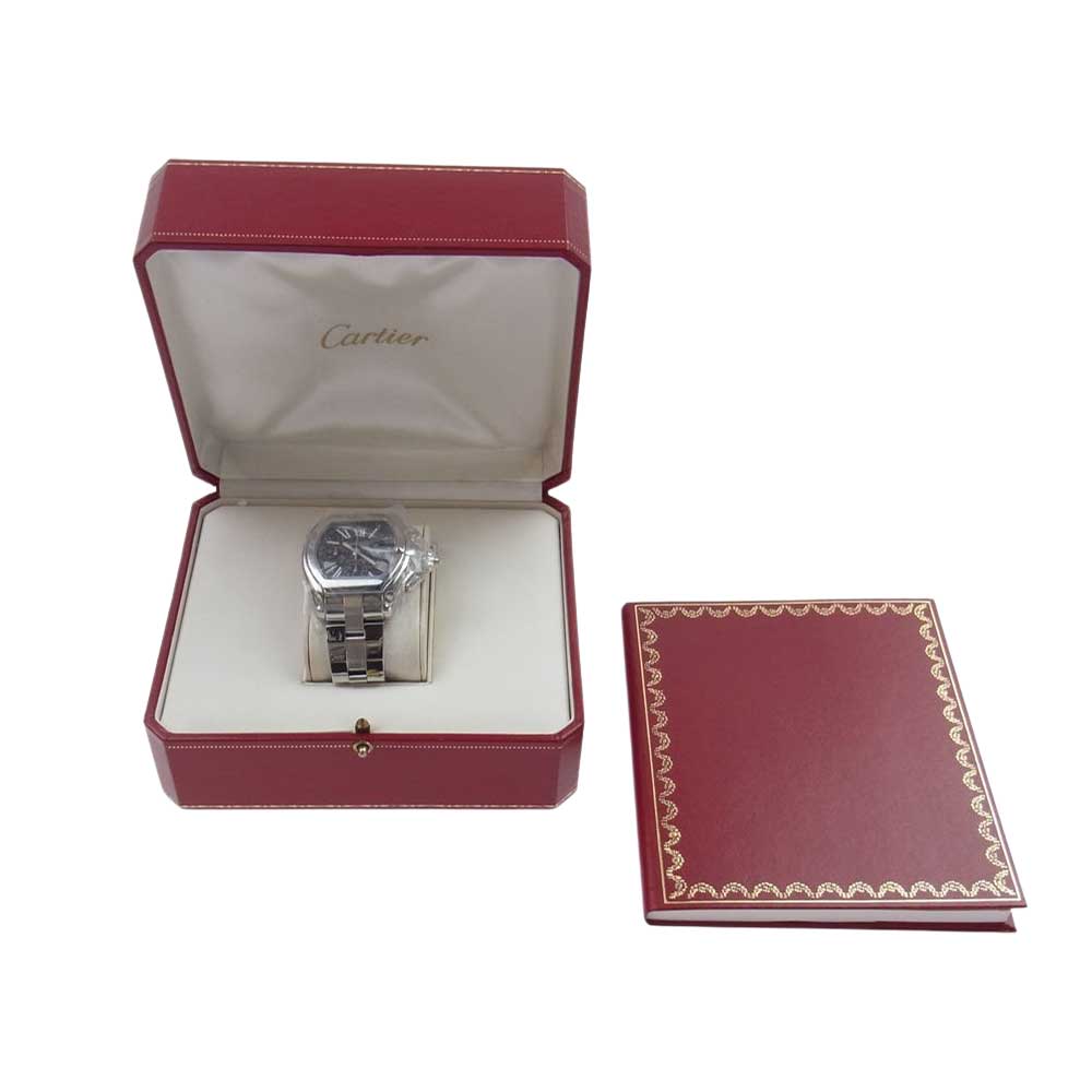 CARTIER カルティエ W62020X6 【新品仕上げ済】ロードスター クロノグラフ SS ステンレス オートマチック 自動巻き ウォッチ 時計 シルバー系【極上美品】【中古】