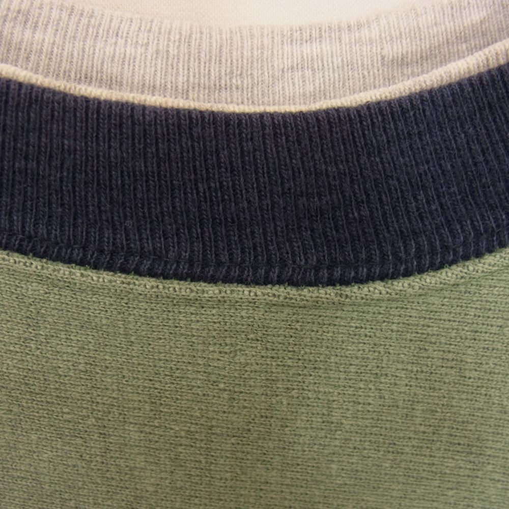 Champion チャンピオン 90s REVERSE WEAVE リメイク エルボーパッチ ダブル ネック リバースウィーブ スウェット モスグリーン系 XL【中古】