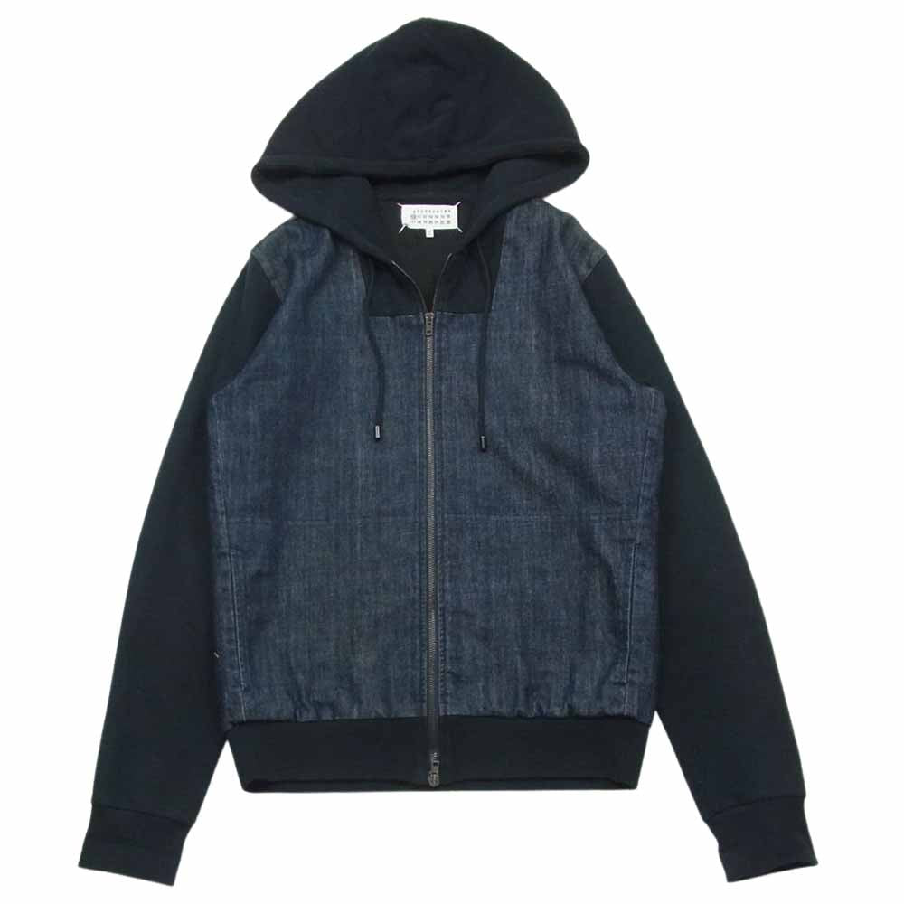 MARTIN MARGIELA マルタンマルジェラ 14SS S50GU0005 デニム 切替 パーカー フルジップ ブルゾン インディゴブルー系 46【中古】