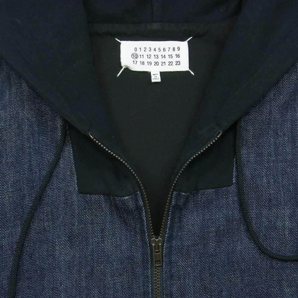 MARTIN MARGIELA マルタンマルジェラ 14SS S50GU0005 デニム 切替 パーカー フルジップ ブルゾン インディゴブルー系 46【中古】