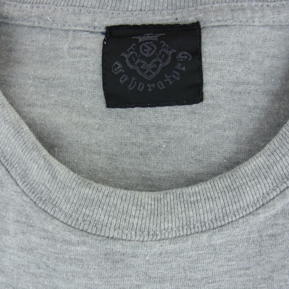 GABOR ガボール GABORATORY スカル ロゴ SV925 プレート付け 半袖 TEE Tシャツ  グレー系【中古】