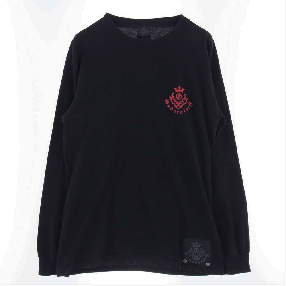 GABOR ガボール GABORATORY ロゴ SV925 プレート付 ロングスリーブ カットソー 長袖 ロン TEE ブラック系【中古】