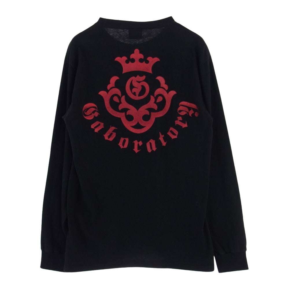 GABOR ガボール GABORATORY ロゴ SV925 プレート付 ロングスリーブ カットソー 長袖 ロン TEE ブラック系【中古】