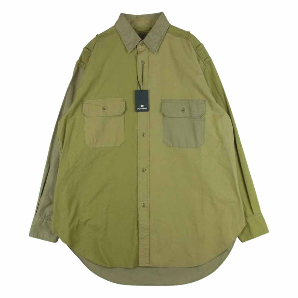 Nigel Cabourn ナイジェルケーボン 20SS 8040-00-10004-2-4 1940s ARMY MIX SHIRT アーミー ミックス 長袖 シャツ カーキ系 オリーブ系 50【極上美品】【中古】