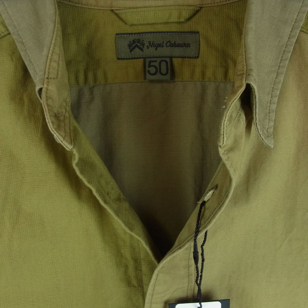 Nigel Cabourn ナイジェルケーボン 20SS 8040-00-10004-2-4 1940s ARMY MIX SHIRT アーミー ミックス 長袖 シャツ カーキ系 オリーブ系 50【極上美品】【中古】