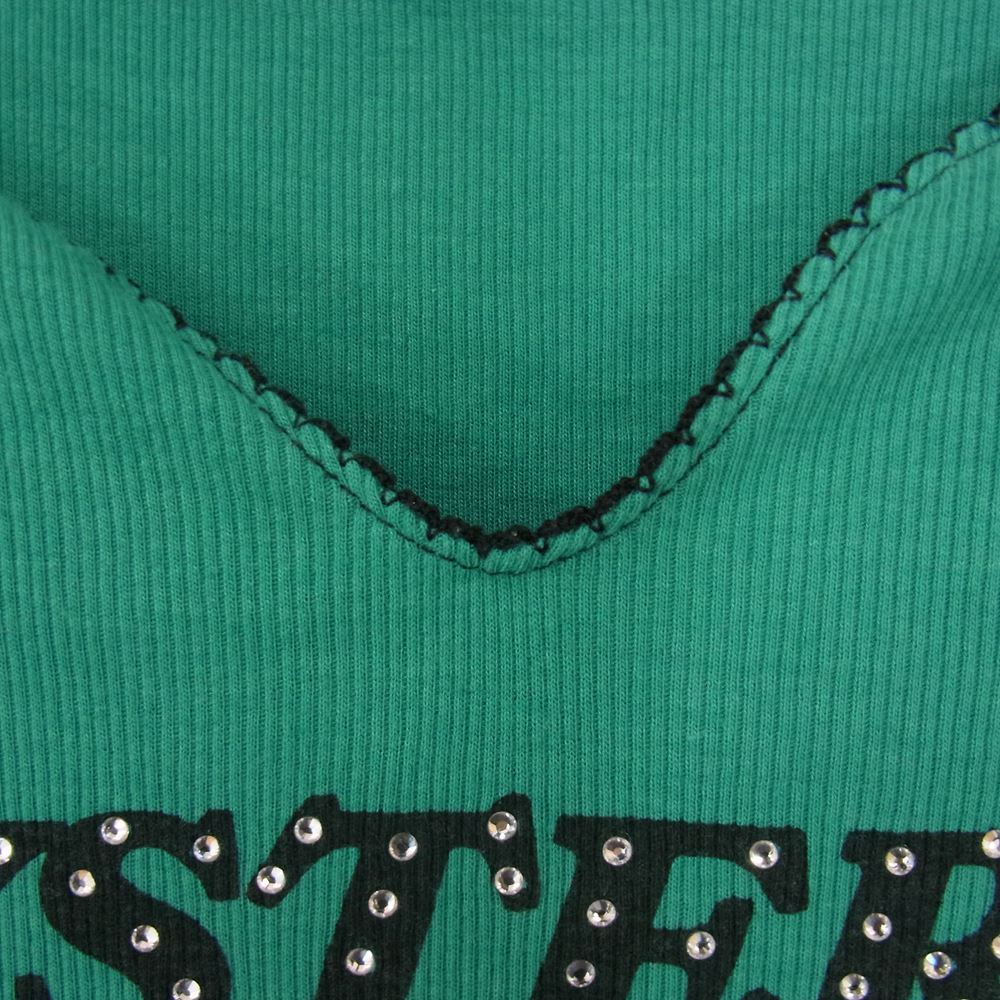 HYSTERIC GLAMOUR ヒステリックグラマー RAW POWER ラインストーン カットソー Tシャツ  グリーン系 F【中古】
